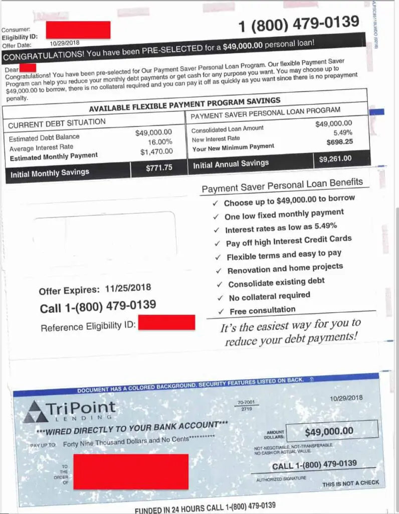 TriPoint Lending Mail Offer